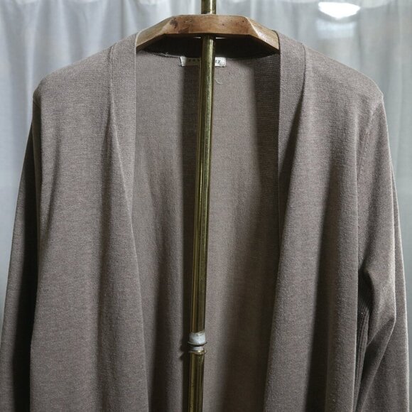 Retrology Beige Tan Long Open Front Cardigan Sweater - Picture 3 of 6